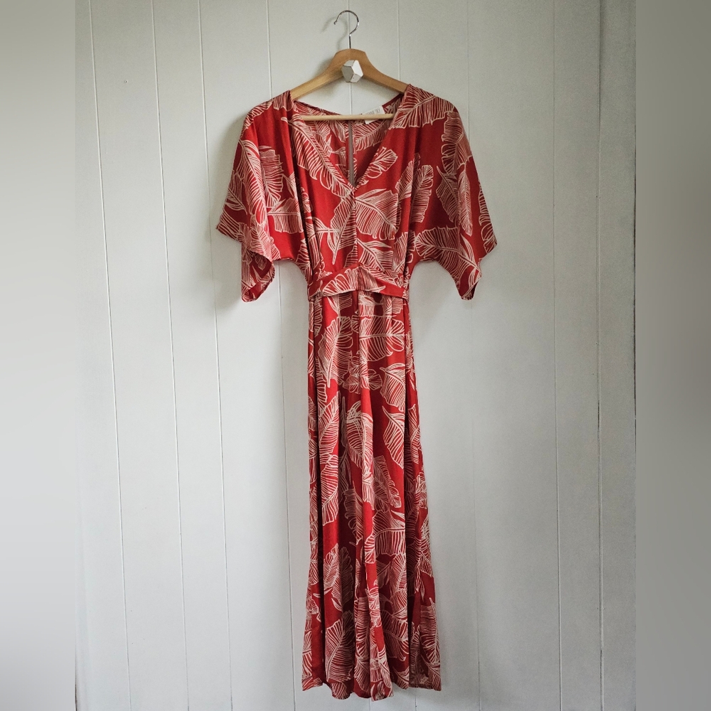 ☆ Coral Banana Leaf Jumpsuit